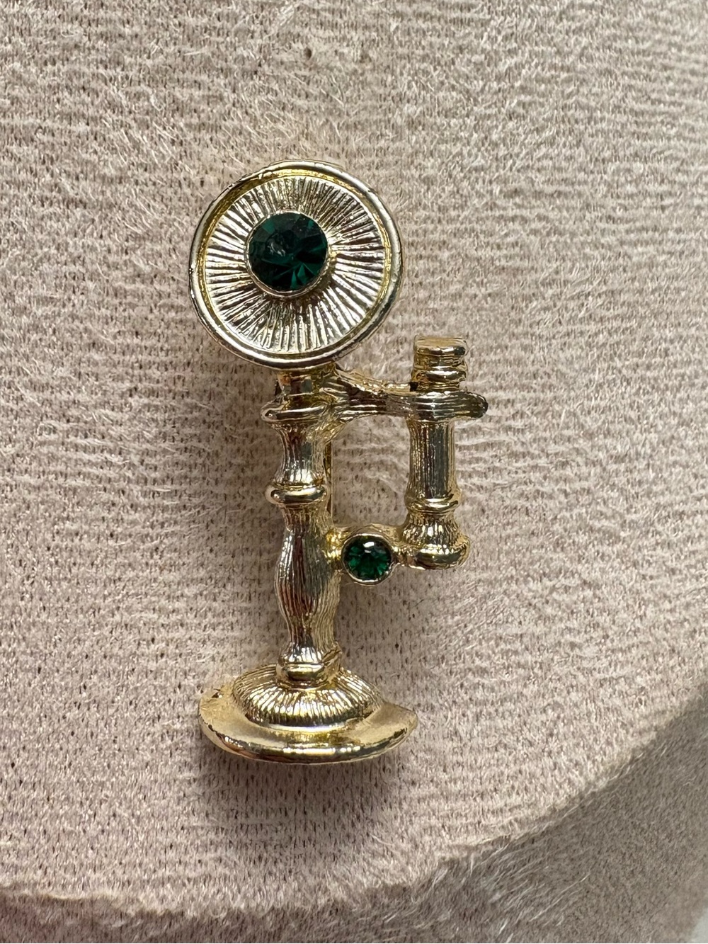 Gold-Tone Brooch with Emerald Green Stones - Women Jewelry Brooches